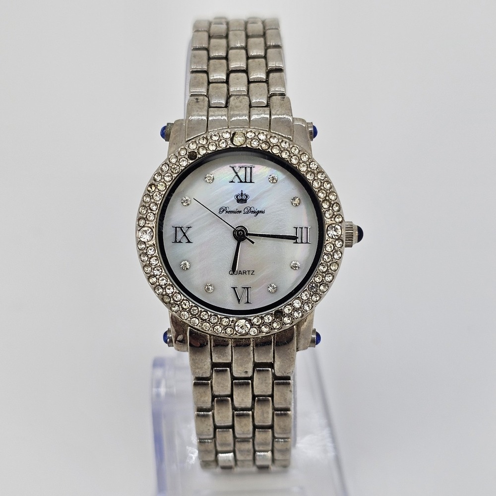 Premier Designs Women's Watch 27MM Gray Dial Gray Bracelet Band 6.5" New Battery